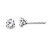14ct White Gold 3/4 Weight Carat Total Weight Round Certified SI1 SI2 G H I Lab Grown Diamond 3 Prong Stud Post Earrings 5.55x5.2mm Wide-Stud Earring for Women