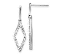 14ct White Gold Lab Grown Diamond SI1 SI2 G H I Fancy Long Drop Dangle Earrings 28.85x7.65mm Wide-Dangle Earring for Women