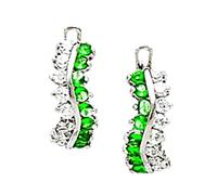 14ct White Gold May Green CZ Simulated Diamond Curve Shape Leverback Earrings 14x6mm Stud Earring for Women