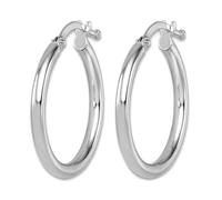 14ct White Gold Polished 2x19.5mm Round Hoop Earrings 21x19.5mm Wide 2mm Thick-Hoop Earring for Women