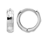 14ct White Gold Polished and Sparkle Cut Hoop Earrings 10x10.4mm Wide 2.75mm Thick-Hoop Earring for Women