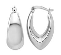 14ct White Gold Polished Hoop Earrings 24x15.4mm Wide 9.5mm Thick-Hoop Earring for Women