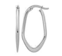 14ct White Gold Polished Oval Hoop Earrings 30x16.6mm Wide 2mm Thick-Hoop Earring for Women