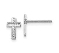 14ct White Gold Polished Religious Faith Cross Post Earrings 8.35x5.65mm Wide Stud Earring for Women