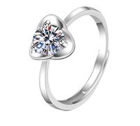 14ct White Gold Ring, 14K Promise Wedding Ring for Women Cloverleaf with Lab Created Diamond, Size M 1/2