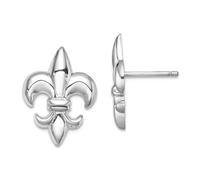 14ct White Gold White Small Fleur de lis Post Earrings 15.45x11.65mm Wide Stud Earring for Women