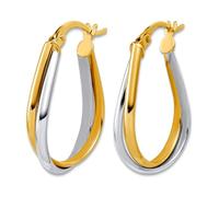 14ct With Rhodium Twisted Hoop Earrings 23.7x16.3mm Wide 3.4mm Thick-Hoop Earring for Women