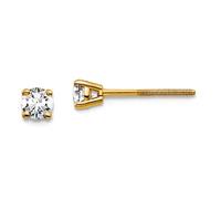 14ct Yellow Gold 1/4 Weight Carat Total Weight Round VS SI D E F Lab Grown Diamond Screw Back 4 Prong Stud Post Earrings 3.4x3.4mm Wide-Stud Earring for Women