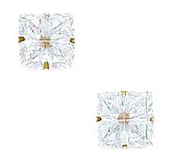 14ct Yellow Gold 9x9mm 4 Segment Square CZ Simulated Diamond Light Prong Set Earrings Stud Earring for Women