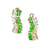 14ct Yellow Gold May Green CZ Simulated Diamond Curve Shape Leverback Earrings 14x6mm Stud Earring for Women
