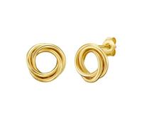 14ct Yellow Gold Polished Interlocking Trinity Circle Stud Earrings With Push Back Clasp Stud Earring for Women