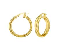 14ct Yellow Gold Polished Interlocking Trinity Medium Hoop Earrings With Hinged Clasp Hoop Earring for Women
