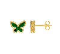 14ct Yellow Gold Polished Primavera Malachite Butterfly Angel Wings Stud Earrings With Push Back Clasp Stud Earring for Women
