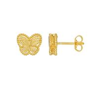 14ct Yellow Gold Sparkle-Cut Radiating Gold Butterfly Angel Wings Stud Earrings With Push Back Clasp Stud Earring for Women