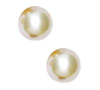 14ct Yellow Golden 12mm Round Crystal Pearl Earrings Stud Earring for Women