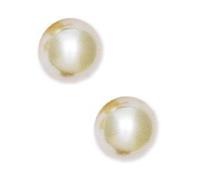 14ct Yellow Golden 8mm Round Crystal Pearl Earrings Stud Earring for Women