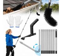 14FT/4.3M Gutter Cleaning Tools with 11 Poles Telescopic & Leaf Shovel