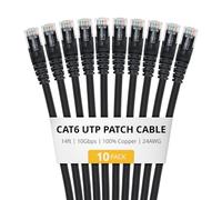 14ft Black Cat6 Ethernet Cable, Snagless, 10pk (CAT6UTP14FTBK10PK) | 100W PoE delivery, 24AWG copper, Gold-plated RJ45, Patch Cable, Ethernet