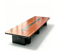 14FT Conference Table for 8-10 People Modern Rectangular Office Meeting Table with Cable Grommets 2" Thickened Maple Desktop Ideal for Seminars & Boardrooms