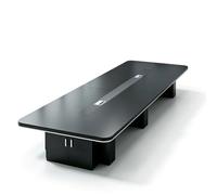 14FT Modern Conference Table for 8-10 People Rectangular Office Meeting Desk with Cable Grommets 2" Thickened Wooden Desktop for Boardroom & Seminar Stylish Black Finish