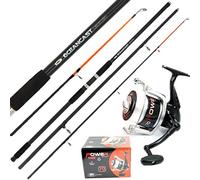 14FT OCEANCAST 3pc SEA BEACH FISHING ROD + POWER 70 RED SEA BEACH PIER REEL