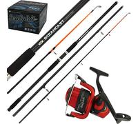 14FT OCEANCAST 3pc SEA BEACH FISHING ROD + SEA SPIRIT 70 RED SEA BEACH PIER REEL