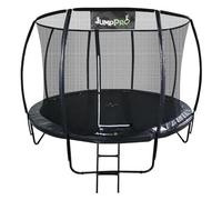 14ftJump PRO Xcel Round Trampoline. Black Powder Coated Steel for Added Rust Protection. Strong Sturdy Frame Black Padding. High Specification with Safety Ladder for Additional Safety.