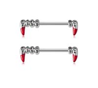 14G Bite Me Tusk Nipple Bars Rings for Women Unisex Surgical Steel Vintage Gothic Halloween Statement Bucktooth Bat Animal Piercing Barbell Nipple Studs Ring Fashion Chic Holiday Jewelry