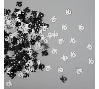 14g Black & Silver 16th Birthday Confetti Foil Metallic Glitz Table Scatter Sprinkles Age Bday Party Decorations
