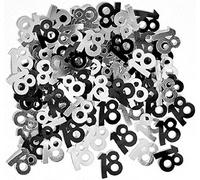 14g Black & Silver 18th Birthday Confetti Foil Metallic Glitz Table Scatter Sprinkles Age Bday Party Decorations