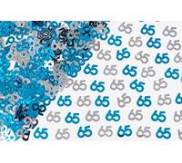 14g Blue & Silver 65th Birthday Confetti Foil Metallic Glitz Table Scatter Sprinkles Age Bday Party Decorations