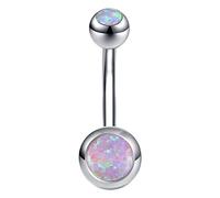 14g Fire Opal Belly Button Rings 316l Surgical Stainless Steel Belly Navel Ring Body Jewelry Piercing (Pink Violet)