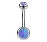 14g Fire Opal Belly Button Rings 316l Surgical Stainless Steel Belly Navel Ring Body Jewelry Piercing (Lavender)