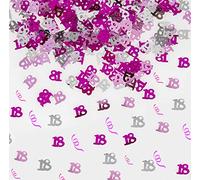 14g Pink & Silver 18th Birthday Confetti Foil Metallic Glitz Table Scatter Sprinkles Age Bday Party Decorations
