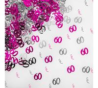 14g Pink & Silver 60th Birthday Confetti Foil Metallic Glitz Table Scatter Sprinkles Age Bday Party Decorations