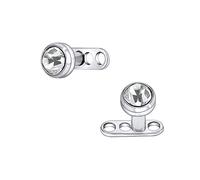 14G Shiny Crystal Rhinestone Dermal Anchor Tops and Bases Microdermal Titanium Steel Body Dermal Piercing (2pcs White)
