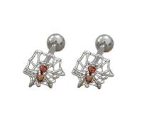 14G Spider Tongue Rings for Women Unisex Titanium Steel Crystal Red CZ Vintage Gothic Spider Wibe Halloween Statement Tongue Bar Earrings Cartilage Tragus Studs Body Piercing Jewelry (12mm)