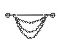 14G Tassel Chain Industrial Barbell Earrings for Women Men Unisex Stainless Steel CZ Cross Skull Tassel Drop Cartilage Industrial Earrings Black Enamel Helix Conch Industrial Piercing Jewelry (Tassel)