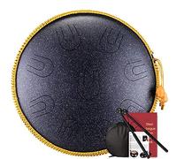 14In 15 Notes Steel Tongue Drum, D Key Tank Drum Handpan, For Yoga, Meditation, Music Therapy, With Mallets, Carrying Bag, Tutorial Book, With Rope Decoration (Color : Black)
