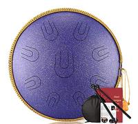 14In 15 Notes Steel Tongue Drum, D Key Tank Drum Handpan, For Yoga, Meditation, Music Therapy, With Mallets, Carrying Bag, Tutorial Book, With Rope Decoration (Color : Purple)