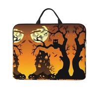 14in Black Tree Owl Pumpkin Head Print Laptop Case Sleeve Bag - Portable Shoulder Briefcase for Business Travel, Commuting