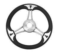 14in Boat Steering Wheel 350mm OD 3 Spoke Heavy Duty Yacht Steering Wheel with Stainless Steel Tapered Cover Marine Grade Polished Stainless Steel Comfortable Grip for Boats