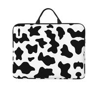 14in Laptop Case Sleeve Bag â€“ Black and White Cow Print Print Design with Handle & Zipper â€“ Ideal for Travel, Business Trip, Commuting