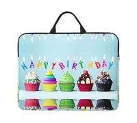 14in Laptop Case Sleeve Bag – Colorful Happy Birthday Cupcakes Full Print Design, Ideal for Business Travel and Daily Commute