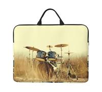 14in Laptop Case Sleeve Bag â€“ Music Drum in Field Print Design with Handle & Zipper â€“ Ideal for Travel, Business Trip, Commuting