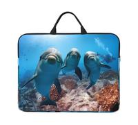 14in Laptop Case Sleeve Bag â€“ Ocean Animal Funny Dolphin Print Design with Handle & Zipper â€“ Ideal for Travel, Business Trip, Commuting