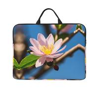 14in Laptop Case Sleeve Bag â€“ Pink Almond Blossom Print Design Portable Messenger Briefcase For Business, Travel
