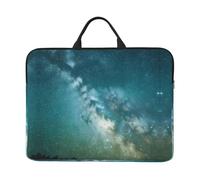 14in Laptop Case Sleeve Bag - Beach Sunset Theme Print Portable Handle, Business Travel, Commuting, Accessory Pocket, Starry Night Sky Deep Outer Space, One Size