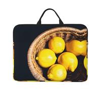 14in Laptop Case Sleeve Bag - Blossoming Rose Flowers Print Portable Handle, Business Travel, Commuting, Accessory Pocket, Basket Lemons, One Size