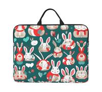 14in Laptop Case Sleeve Bag - Colorful Fruit Pineapple Print Portable Handle, Business Travel, Commuting, Accessory Pocket, Bunny Rabbits, One Size